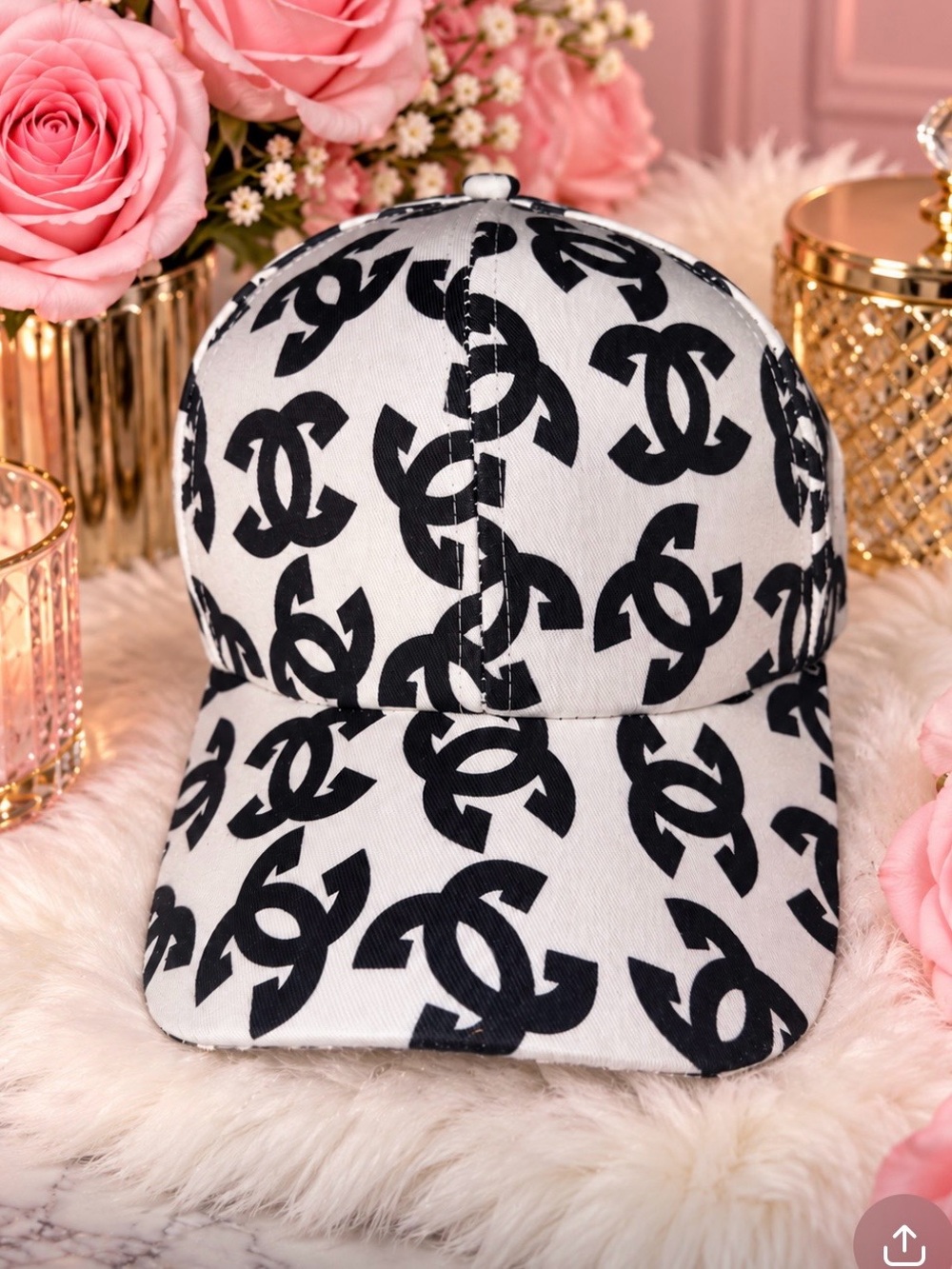 Black & White Pattern Print Baseball Cap